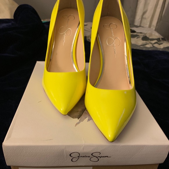 Jessica Simpson Shock Yellow Pumps sz 10 - Picture 2 of 5